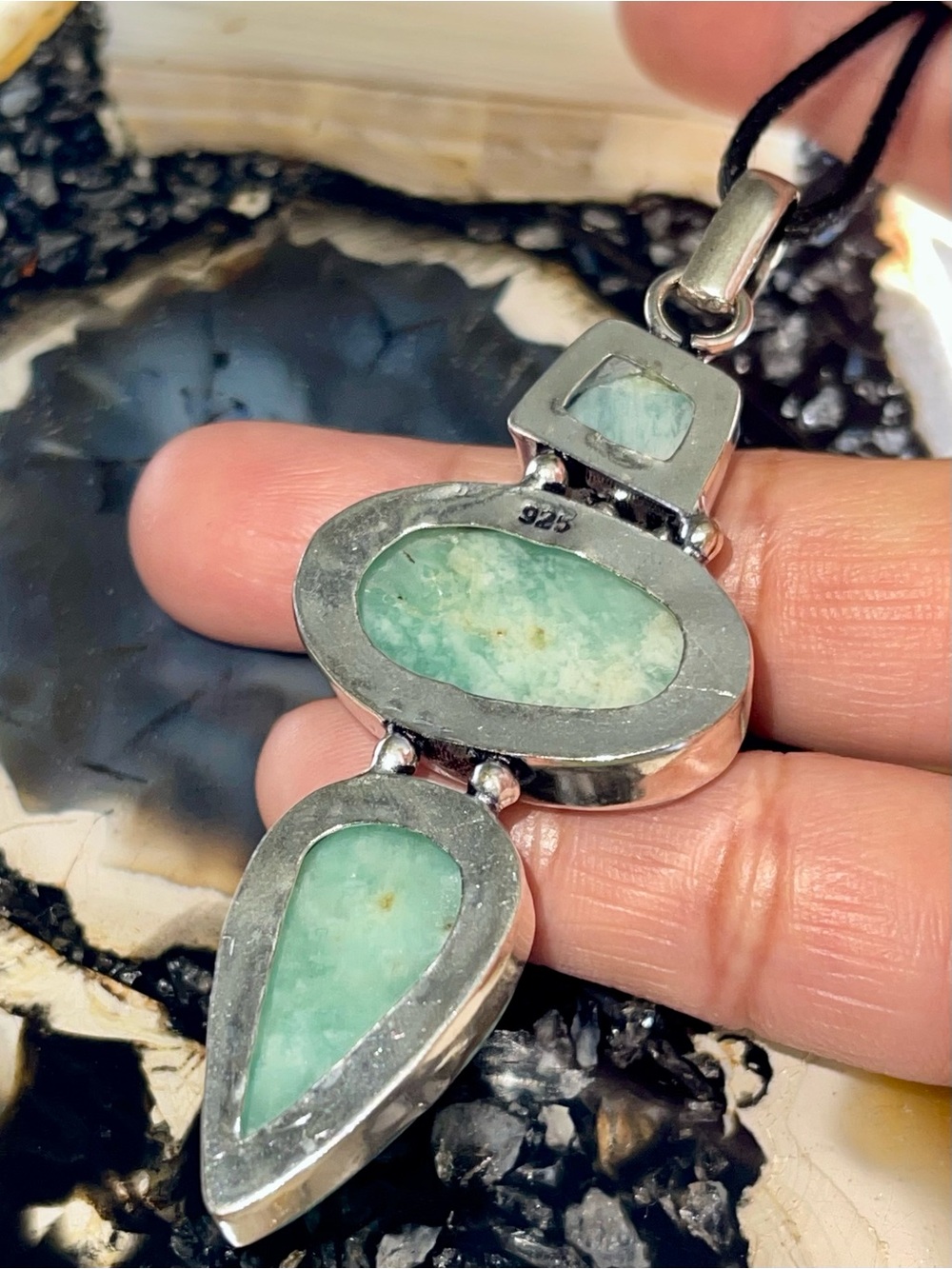 Green Amazonite Crystal Pendant 3 1/4” - Picture 15 of 17